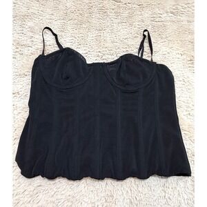 White Fox Black Mesh Heavenly Hour Corset Bustier Top Size M